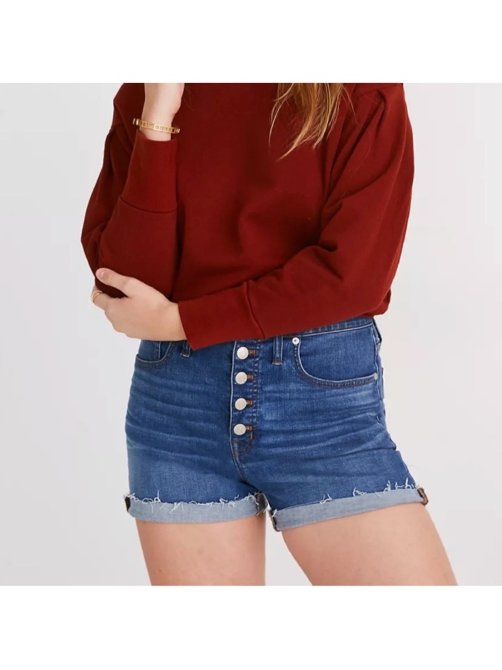 Madewell High-Rise Button-Front Denim Shorts Sz 26
